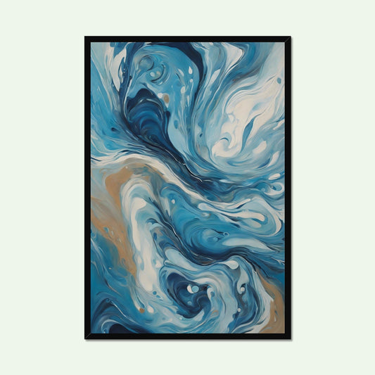 Abstract wall art in 24x36 poster framed size named azure